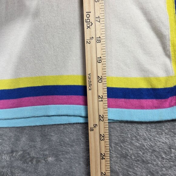 Vilagallo Sweater Womens XS Cream Rainbow Stripe Cashmere Blend Beachy Resort - Picture 10 of 10